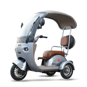 Metro Premium Plus electric bike in silver color featuring Lithium Iron Phosphate battery – EV bike in Pakistan.
