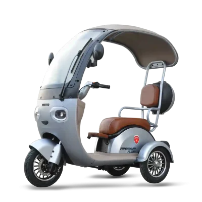 Metro Premium Plus electric bike in silver color featuring Lithium Iron Phosphate battery – EV bike in Pakistan.