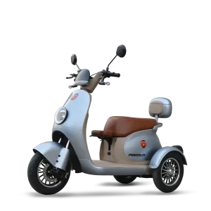 Metro Premium electric bike in silver color featuring Lithium Iron Phosphate battery – EV bike in Pakistan.